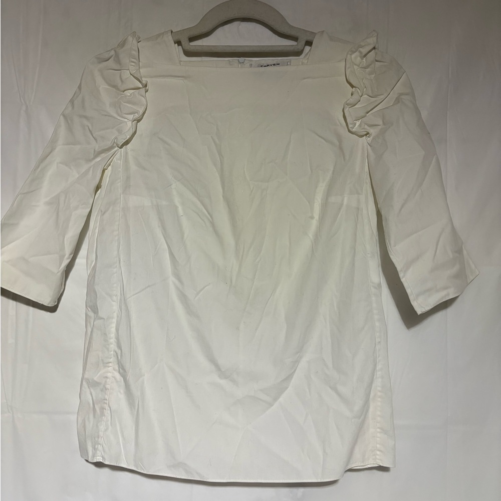 Carven quarter sleeve shirt white Sz 38